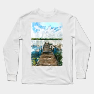 Old Wooden Jetty By Lake Long Sleeve T-Shirt